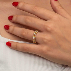 Silver Double Row Dorika Women's Ring