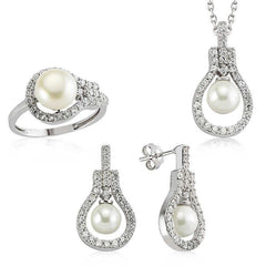 Silver Pearl Drop Ladies Set