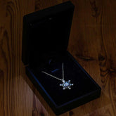 Silver Light Boxed Aquamarine Stone Snowflake Women's Necklace