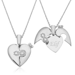 Silver Name Written Infinite Heart Necklace