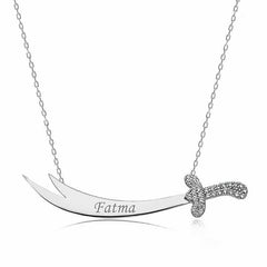 Silver Named Zulfiqar Sword Women's Necklace