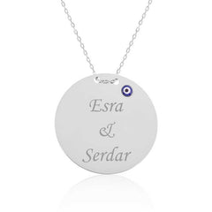 Silver Round Plate Name Necklace