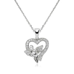 Silver Angel Heart Women's Necklace