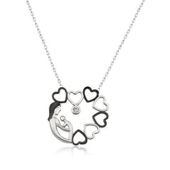 Collier Femme Cercle Coeur Argent Mère Enfant