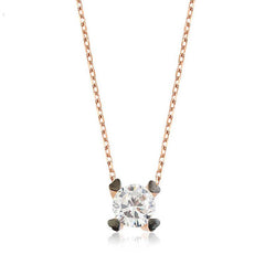 Silver Heart Single Stone Women's Necklace