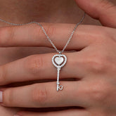 Silver Heart Key Women's Necklace