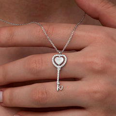 Silver Heart Key Women's Necklace