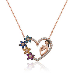 Collier Femme Coeur Argent Mère Enfant