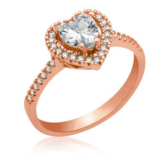 Silver Rose Heart Women's Ring