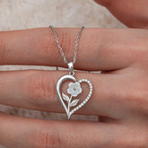 Silver Heart White Rose Women's Necklace