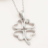 Silver Heart Four Leaf Clover Women's Necklace