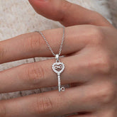 Silver Heart Infinity Key Women's Necklace