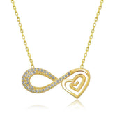 Silver Gold Heart Infinity Necklace