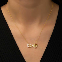 Silver Gold Heart Infinity Necklace