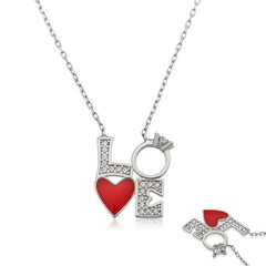 Silver Heart Single Stone Love Necklace