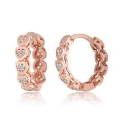 Silver Heart Zircon Stone Hoop Women's Earrings