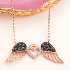 Silver Winged Heart Women's Necklace