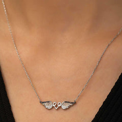 Silver Winged Heart Necklace