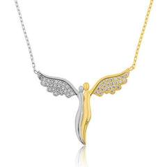 Collier pour femme avec anges ailés en argent