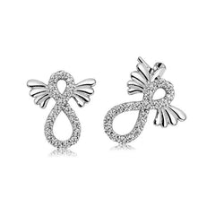 Boucles d'oreilles à tige en argent avec ailes infinies
