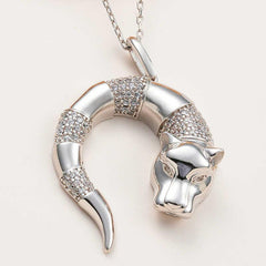 Collier pour femme en argent avec motif tigre