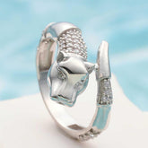 Silver Adjustable Tiger Figured Women's Ring