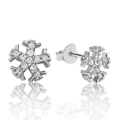 Boucles d'oreilles à tige en argent avec flocon de neige