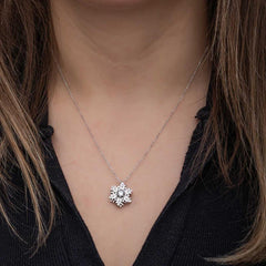Silver Snowflake Spinning Stress Women's Necklace