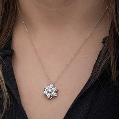 Silver Snowflake Spinning Stress Women's Necklace