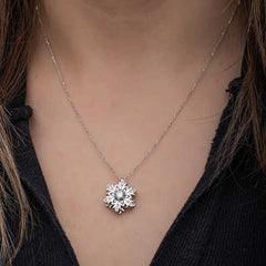 Silver Snowflake Spinning Stress Women's Necklace