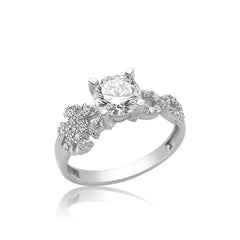 Silver Snowflake Infinity Single Stone Women's Ring