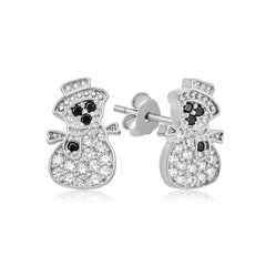 Boucles d'oreilles bonhomme de neige en argent pour femme