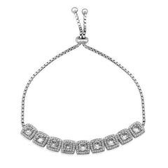 Bracelet élévateur en argent avec pierre baguette carrée