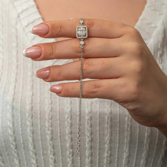 Silver Square Baguette Stone Women's Bracelet