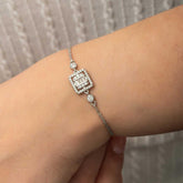 Silver Square Baguette Stone Women's Bracelet