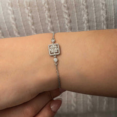 Silver Square Baguette Stone Women's Bracelet