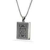 Collier amulette ouvrable en argent avec inscription Mahomet à l'intérieur