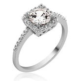 Silver Square Single Stone Women's Ring
