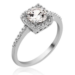 Silver Square Single Stone Women's Ring