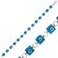 Silver Square Evil Eye Women's Bracelet