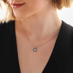 Silver Square Evil Eye Women's Necklace