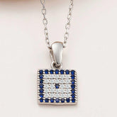 Silver Square Evil Eye Women's Necklace