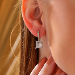 Silver Square Zircon Stone Women's Earrings