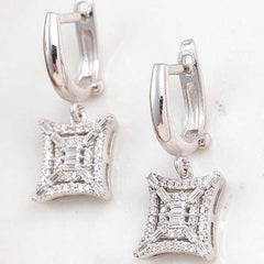 Silver Square Zircon Stone Women's Earrings