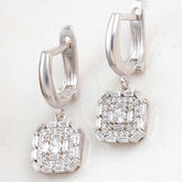 Silver Square Zircon Stone Women's Earrings