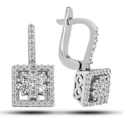 Silver Square Zircon Stone Women's Earrings