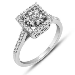 Silver Square Zircon Stone Women's Ring