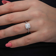 Silver Square Zircon Stone Women's Ring