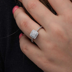 Silver Square Zircon Stone Women's Ring