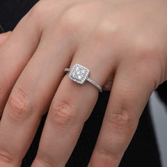 Silver Square Zircon Stone Women's Ring